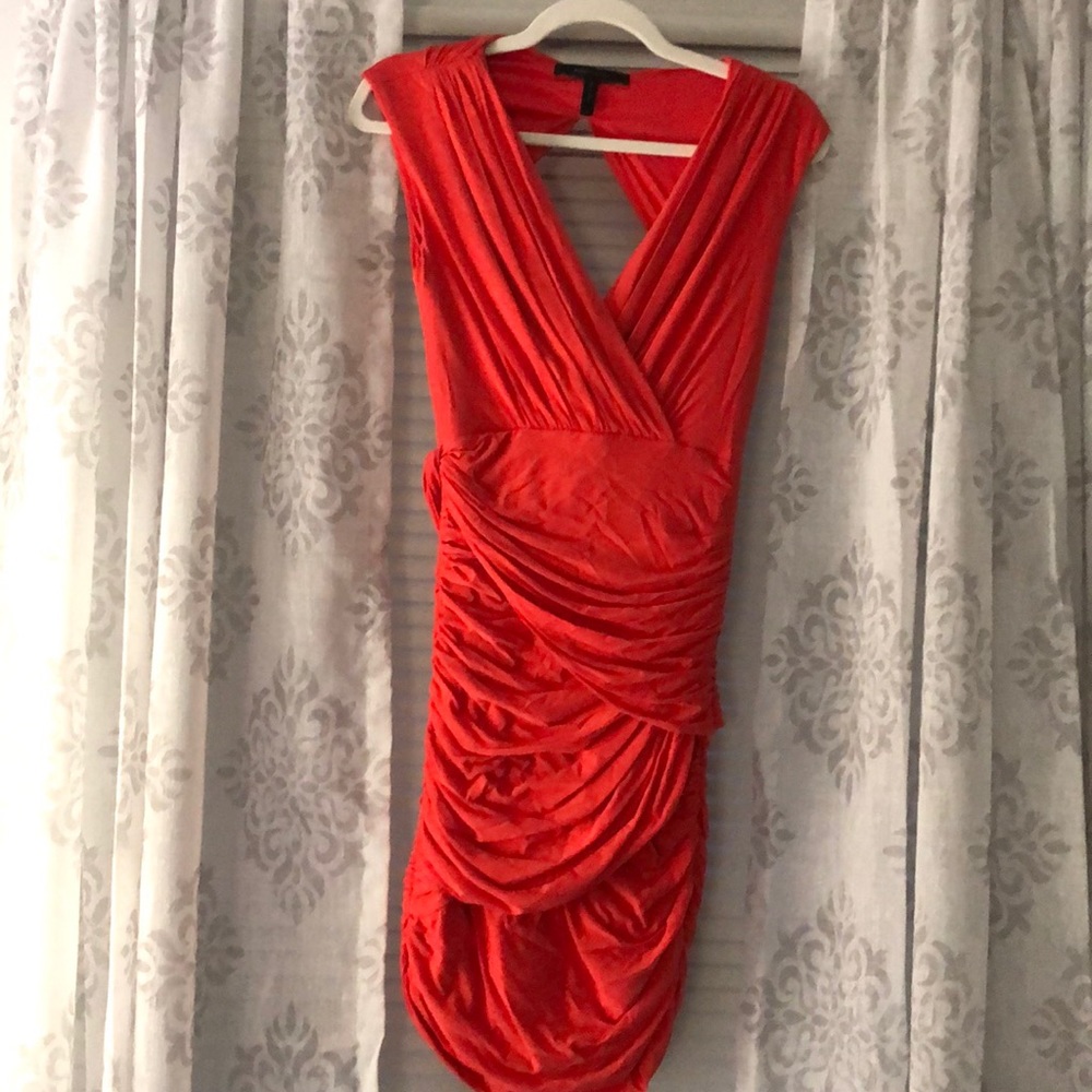 BCBGMaxAzria Coral Ruched Mini Dress SZ S